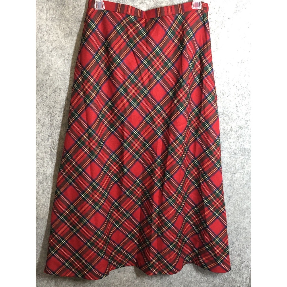 Talbots Skirt Womens 6P Red Tartan Plaid Wool Pleated Holiday Classic New WO Tag